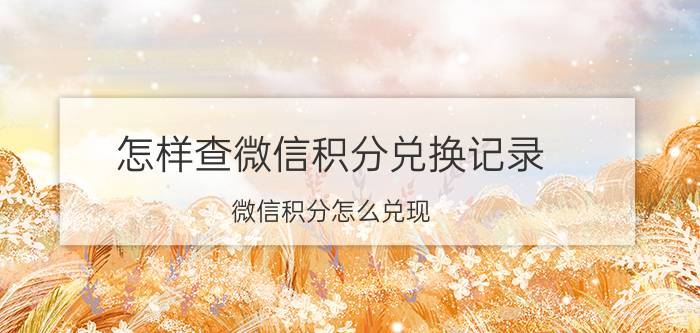 怎样查微信积分兑换记录 微信积分怎么兑现？